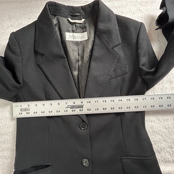 Max Mara Womens Black Wool Cashmere Single-Breasted Blazer Size 4 Two-Button - Picture 7 of 8